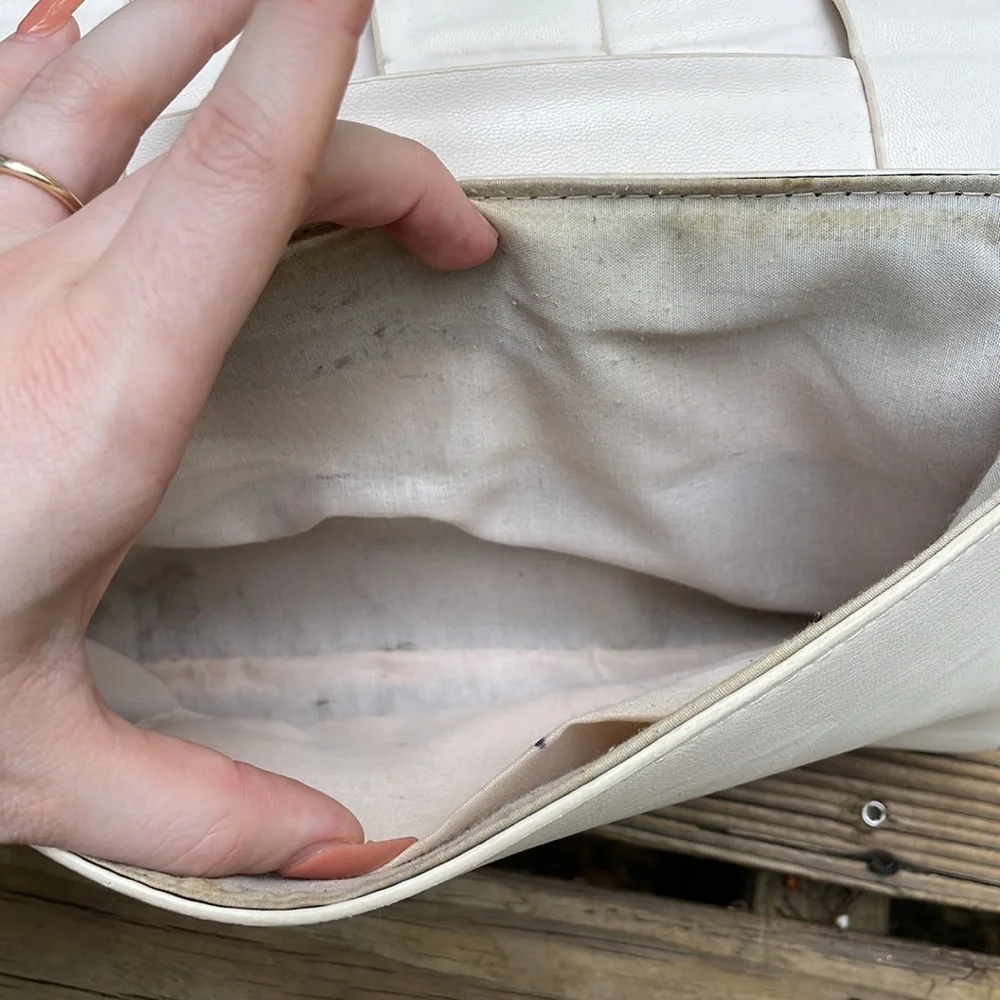 Cream Basketwoven Crossbody Bag